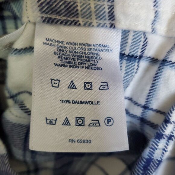 Lands End Men's Flannel Shirt Blue Plaid Traditional Fit Sz XL 17-17.5 - Picture 12 of 15